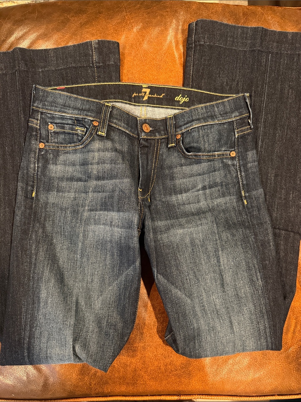 7 For All Mankind Dark Blue Flare Jeans - Picture 2 of 4